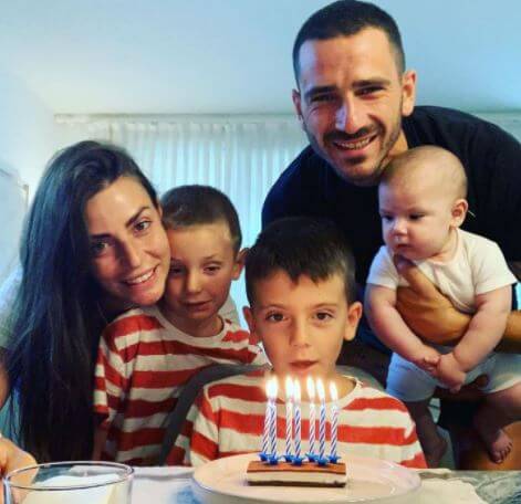 Lorenzo Bonucci with his siblings and parents Leonardo Bonucci and Martina Maccari on his birthday.